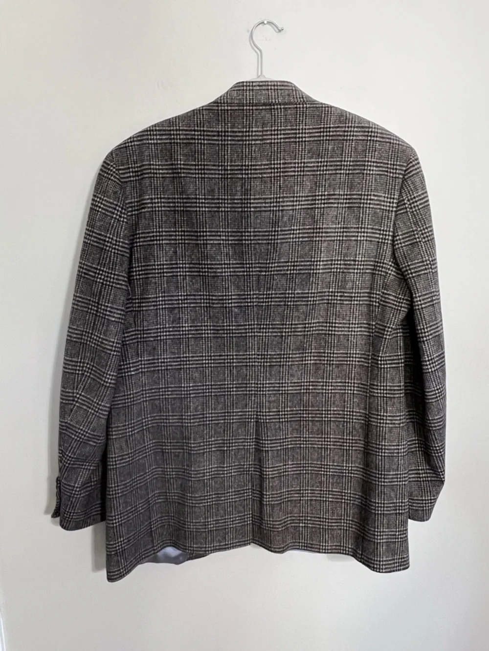 Vintage Lands End Direct Merchants Mens Glen Plaid Wool Camel Hair Blazer 41L